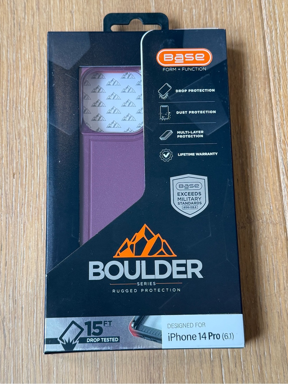 New xBase Boulder Series iPhone 14 Pro 6.1 case Purple Cranberry Wine Red